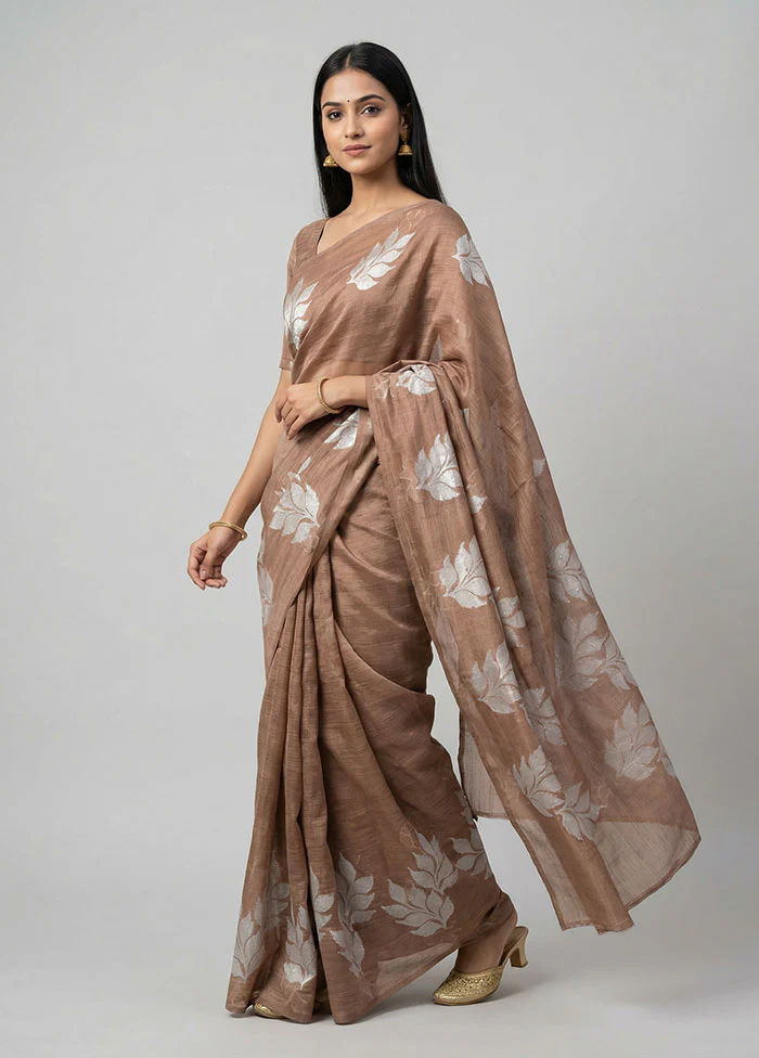 Cream Dupion Silk Saree With Blouse Piece
