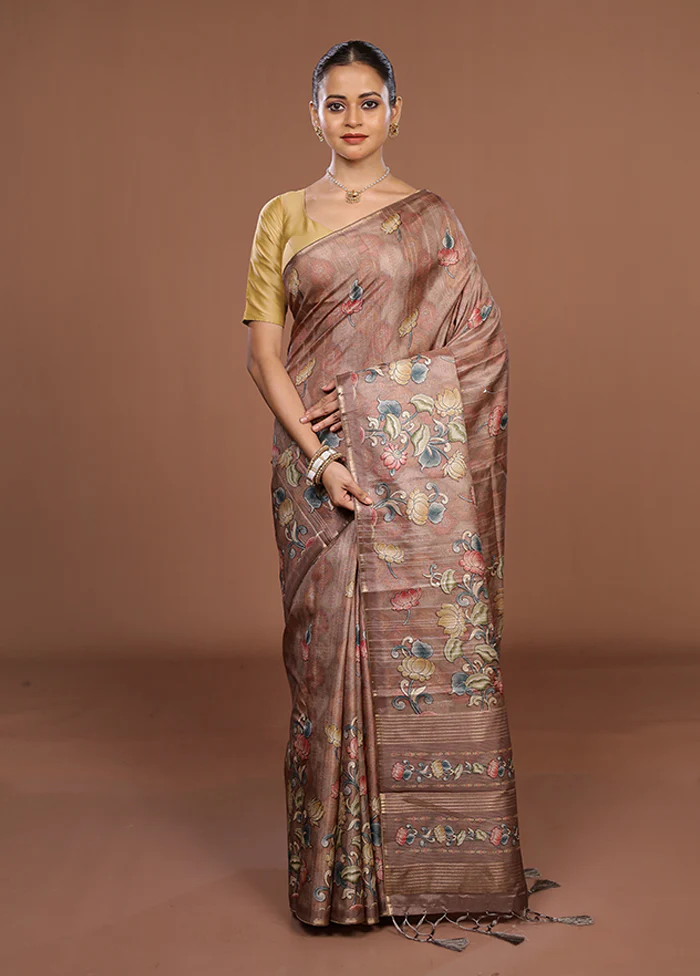 Brown Dupion Silk Saree With Blouse Piece - Image 2