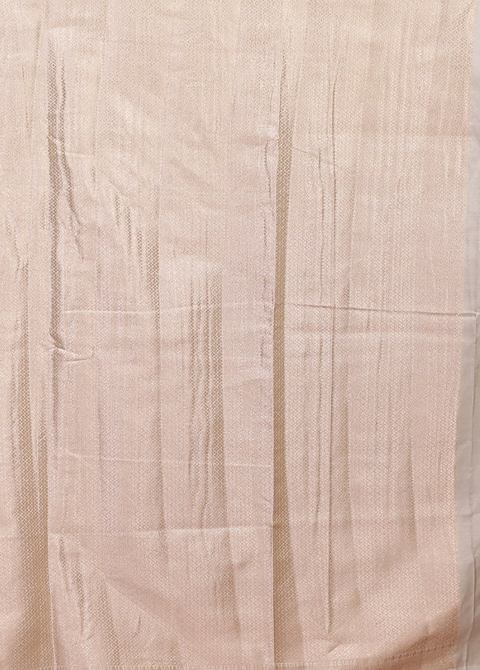 Cream Dupion Silk Saree With Blouse Piece - Image 5