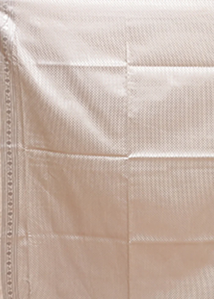 Cream Dupion Silk Saree With Blouse Piece - Image 5
