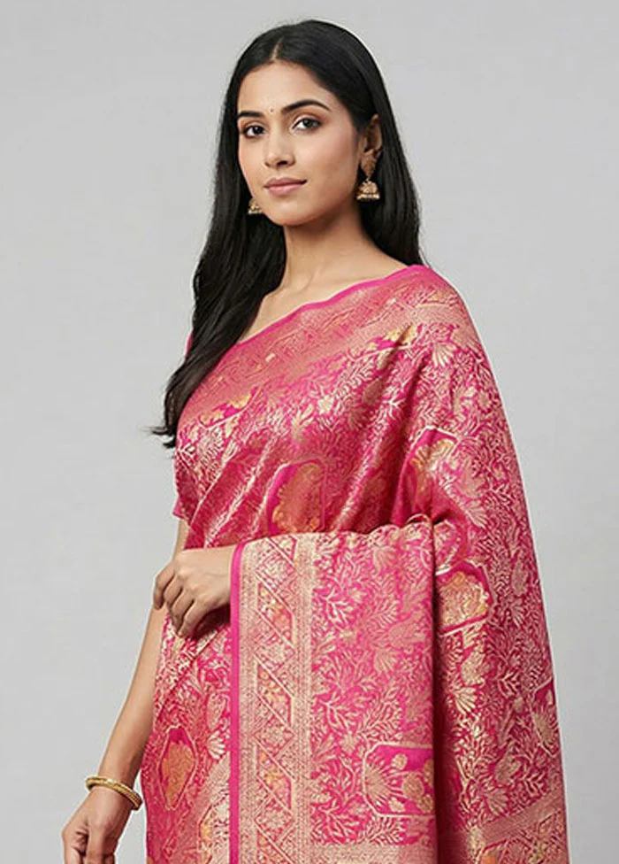 Cream Dupion Silk Saree With Blouse Piece - Image 2