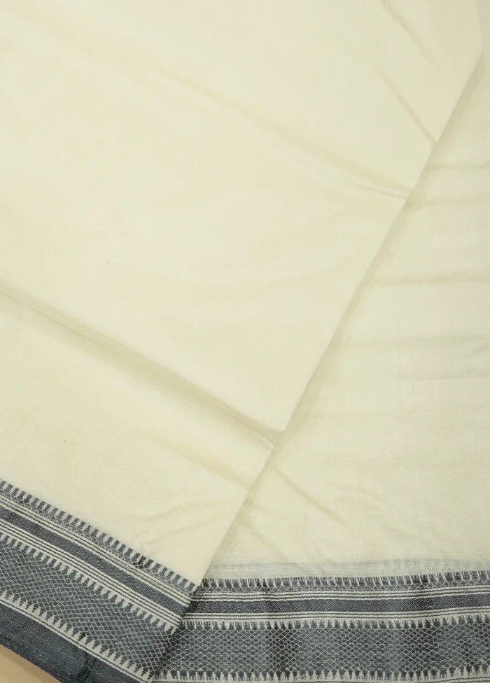 Cream Garad Silk Saree Without Blouse Piece - Image 3
