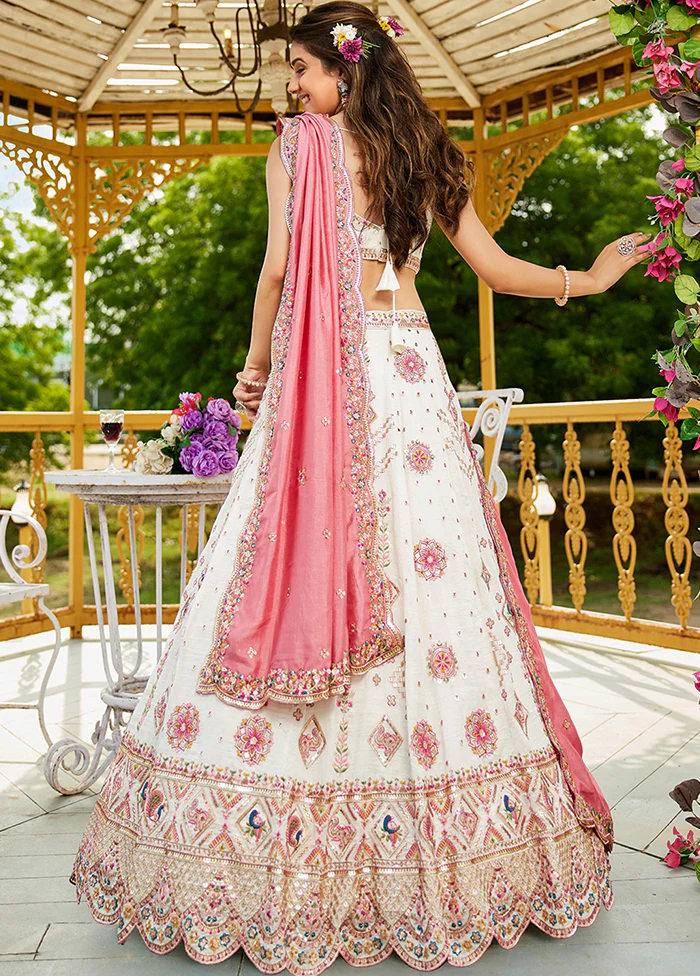 Cream Georgette Dupatta Lehenga Set - Image 3