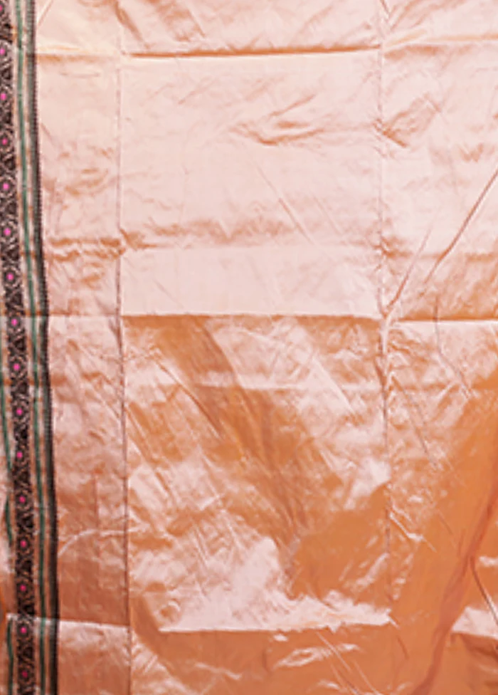 Cream Handloom Assam Pure Silk Saree With Blouse Piece - Image 5