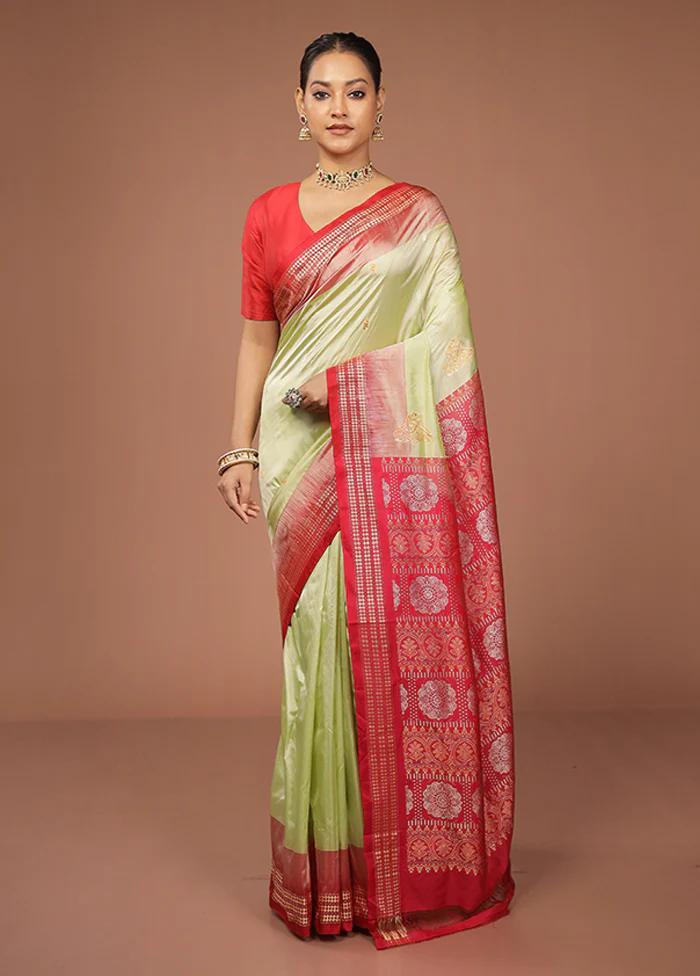 Cream Handloom Bomkai Pure Silk Saree With Blouse Piece - Image 2
