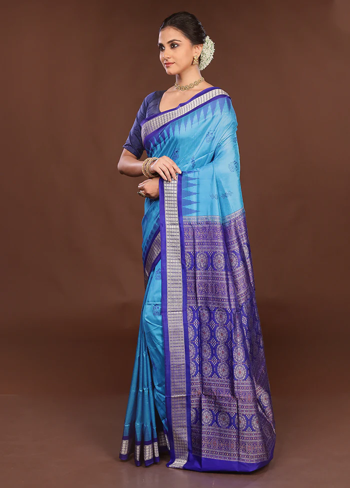 Cream Handloom Bomkai Pure Silk Saree With Blouse Piece - Image 4