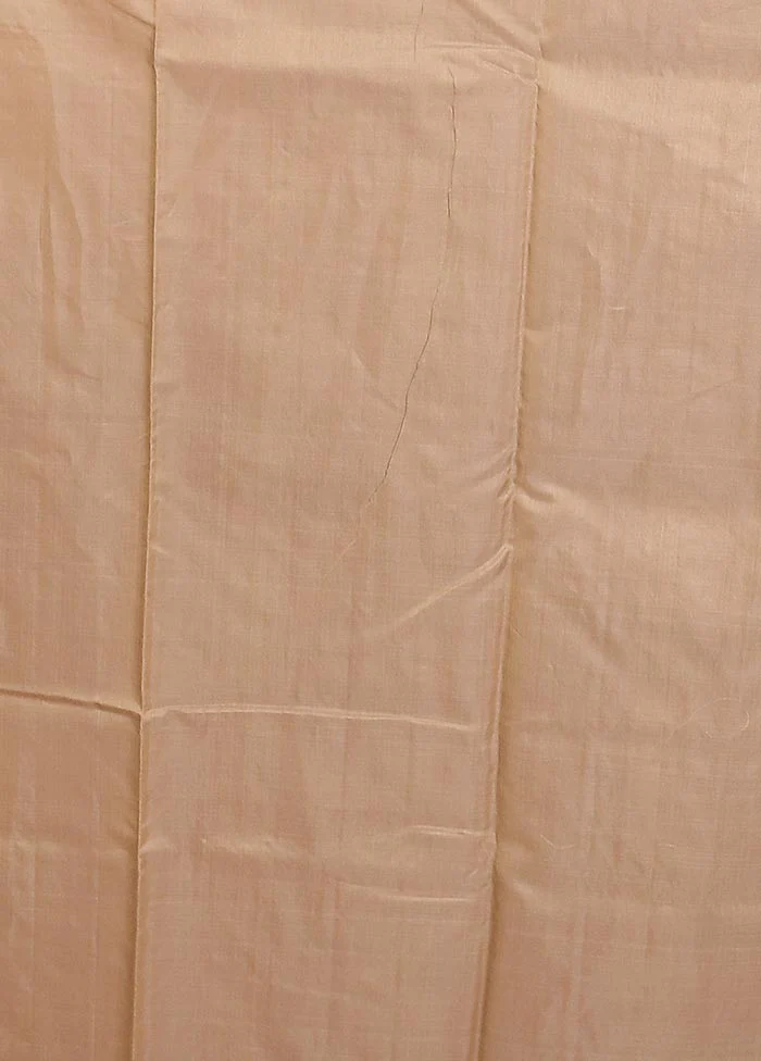 Cream Handloom Chanderi Pure Silk Saree With Blouse Piece - Image 5