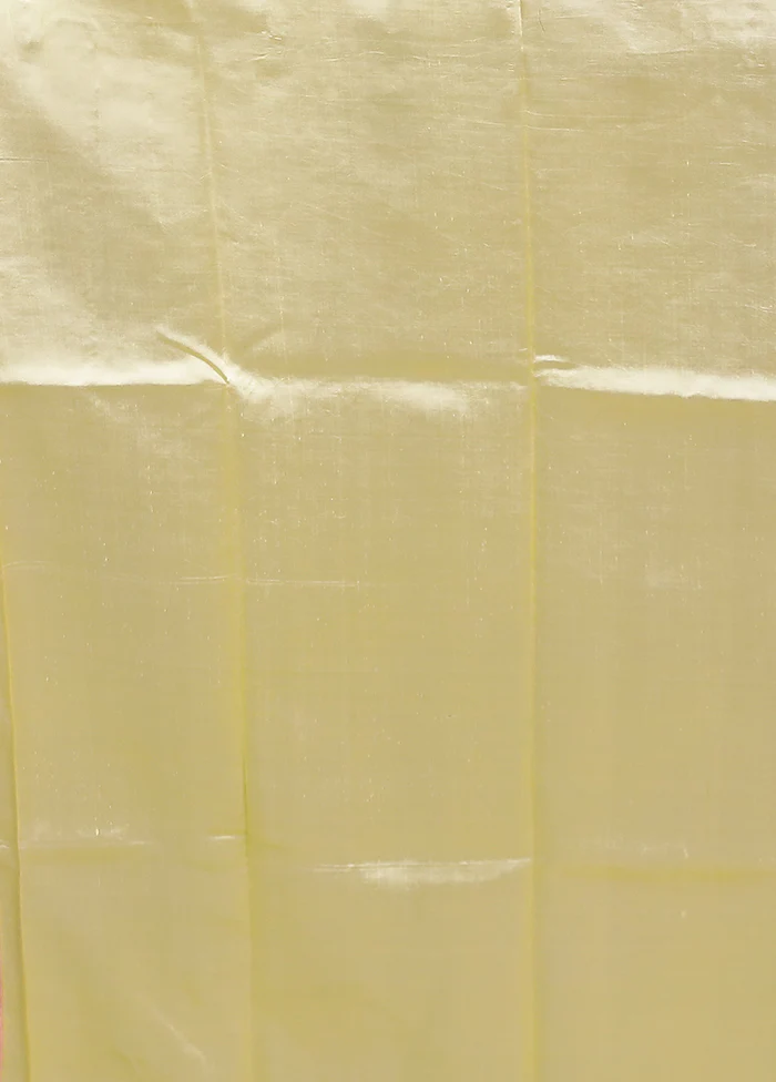 Cream Handloom Dupion Pure Silk Saree With Blouse Piece - Image 5