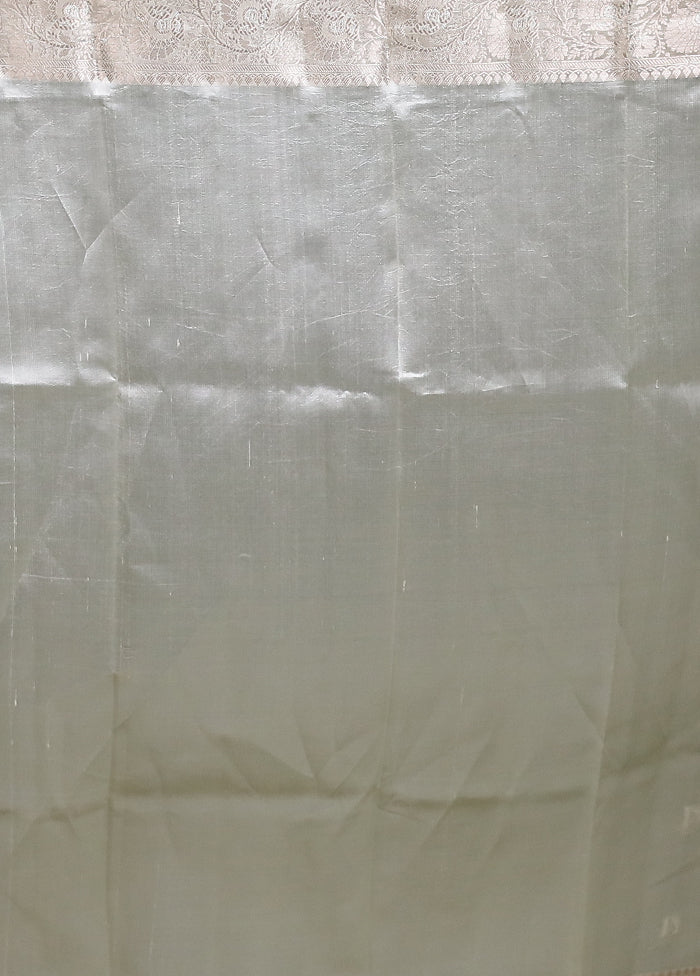 Cream Handloom Dupion Pure Silk Saree With Blouse Piece - Image 5
