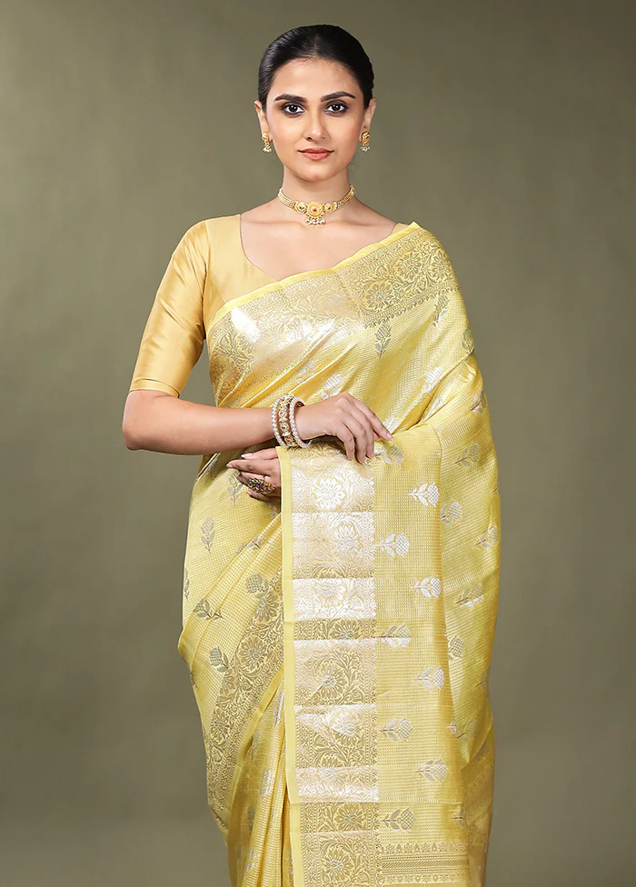 Cream Handloom Dupion Pure Silk Saree With Blouse Piece
