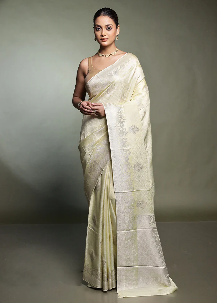 Cream Handloom Dupion Silk Saree With Blouse Piece - Image 2