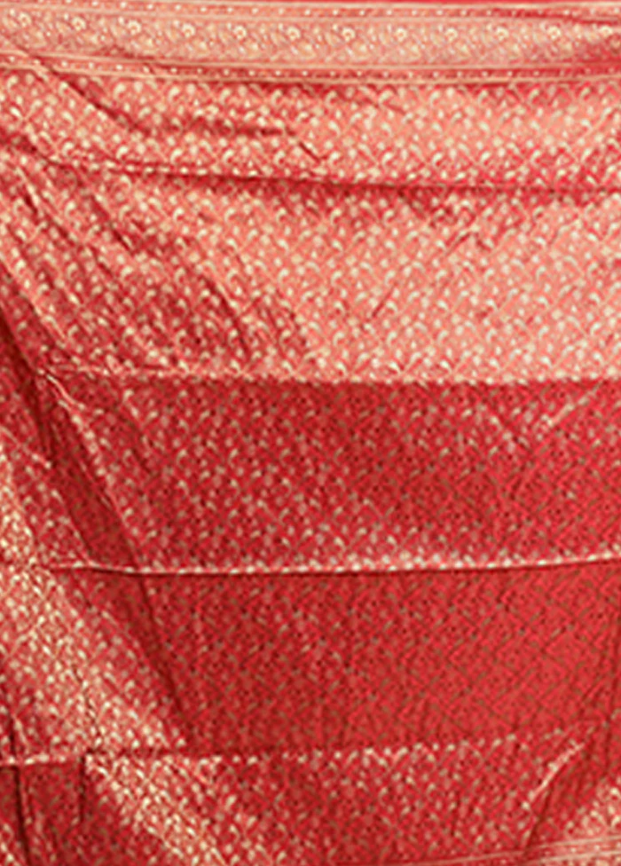 Cream Handloom Jamewar Pure Silk Saree With Blouse Piece - Image 5