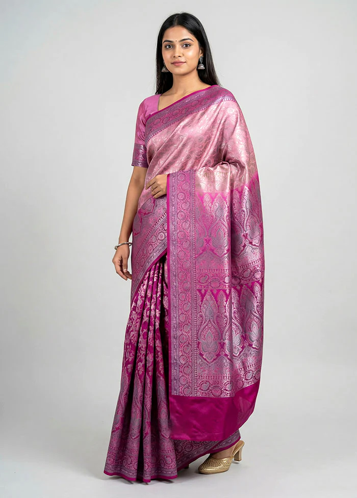 Cream Handloom Jamewar Pure Silk Saree With Blouse Piece
