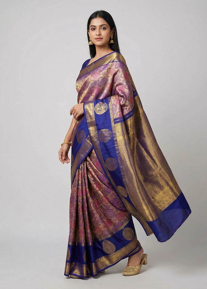 Cream Handloom Kanchipuram Pure Silk Saree With Blouse Piece