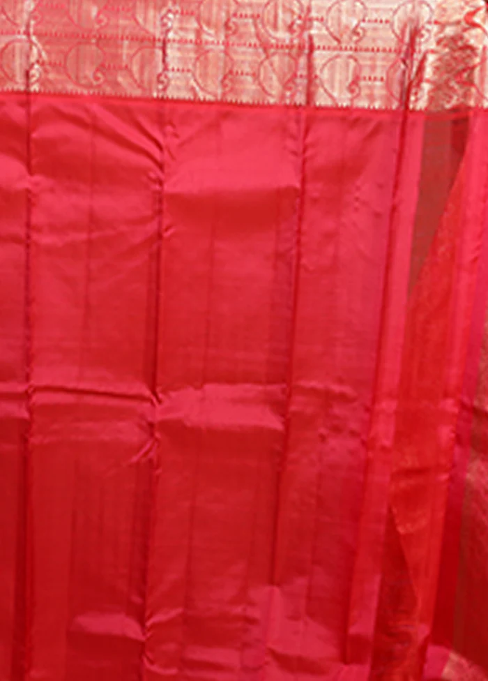 Cream Handloom Kanchipuram Pure Silk Saree With Blouse Piece - Image 5