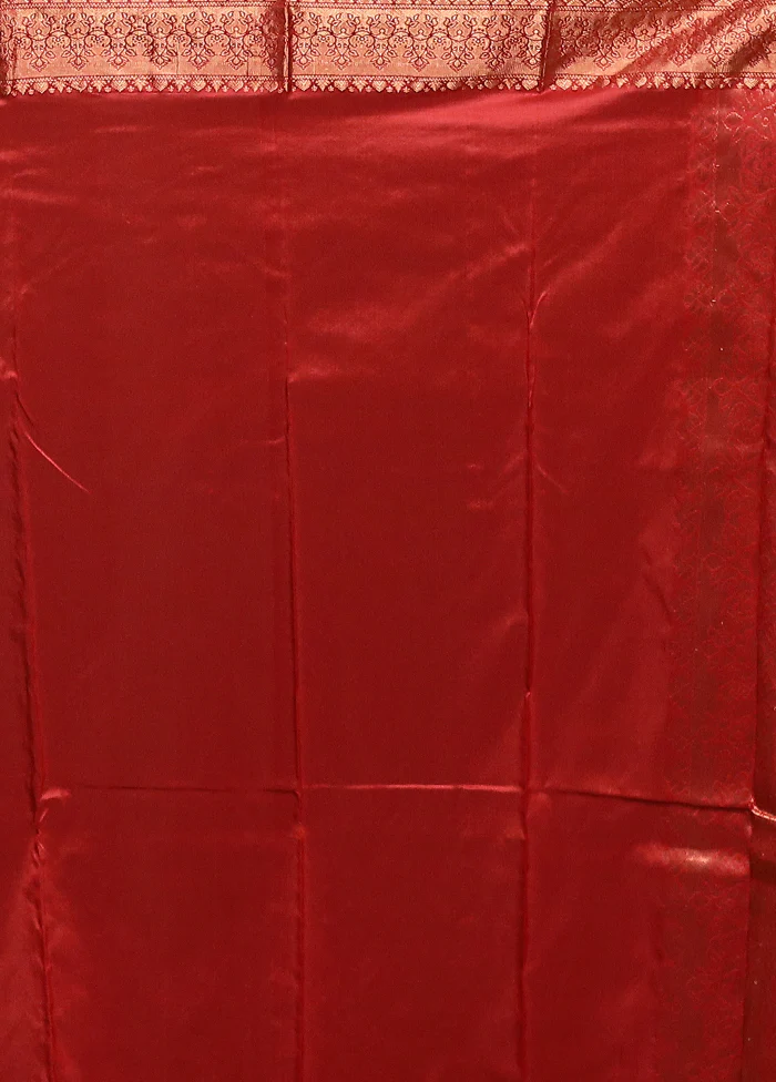 Cream Handloom Kanjivaram Pure Silk Saree With Blouse Piece - Image 5