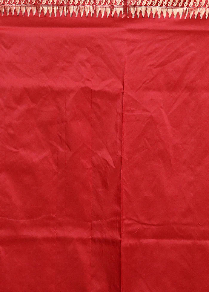 Cream Handloom Kanjivaram Pure Silk Saree With Blouse Piece - Image 5