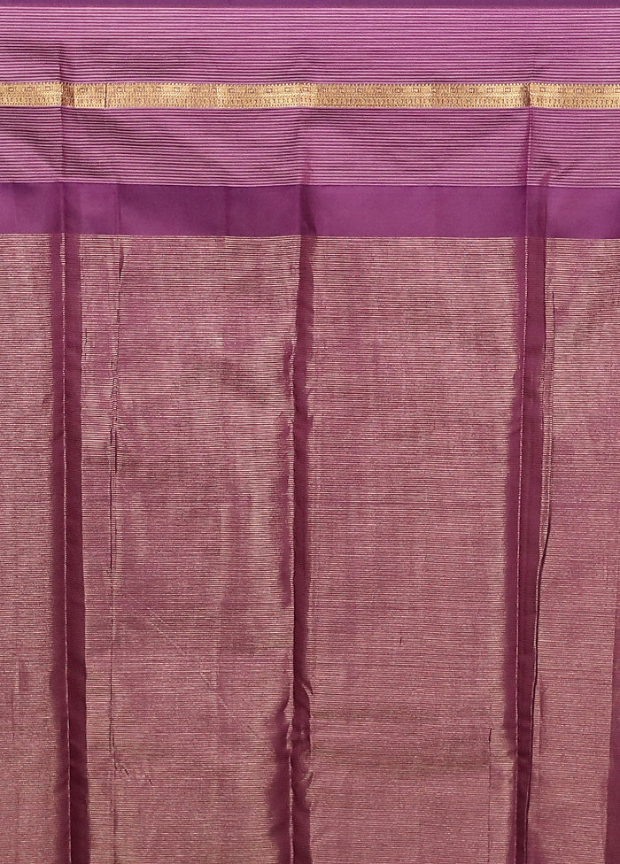 Cream Handloom Kanjivaram Pure Silk Saree With Blouse Piece - Image 5