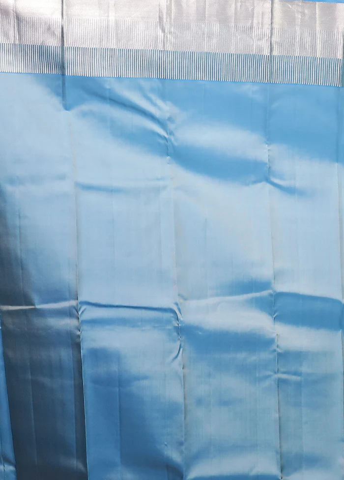 Cream Handloom Kanjivaram Pure Silk Saree With Blouse Piece - Image 5