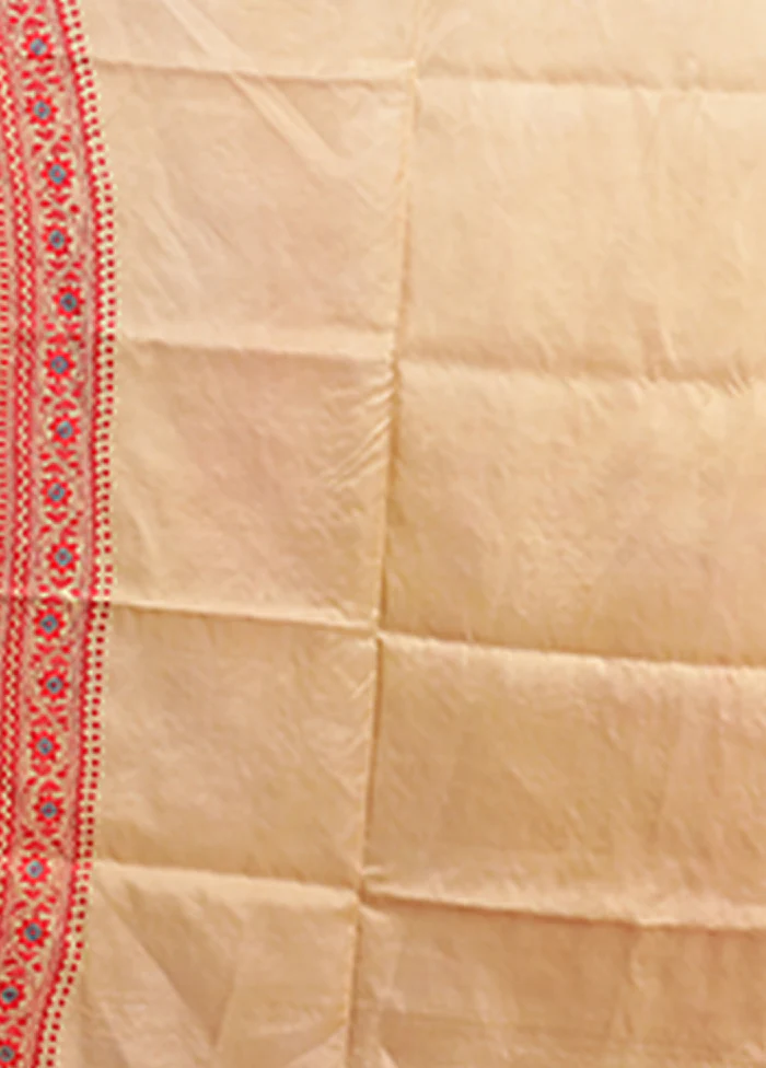 Pink Handloom Kantha Stitch Pure Silk Saree With Blouse Piece - Image 5