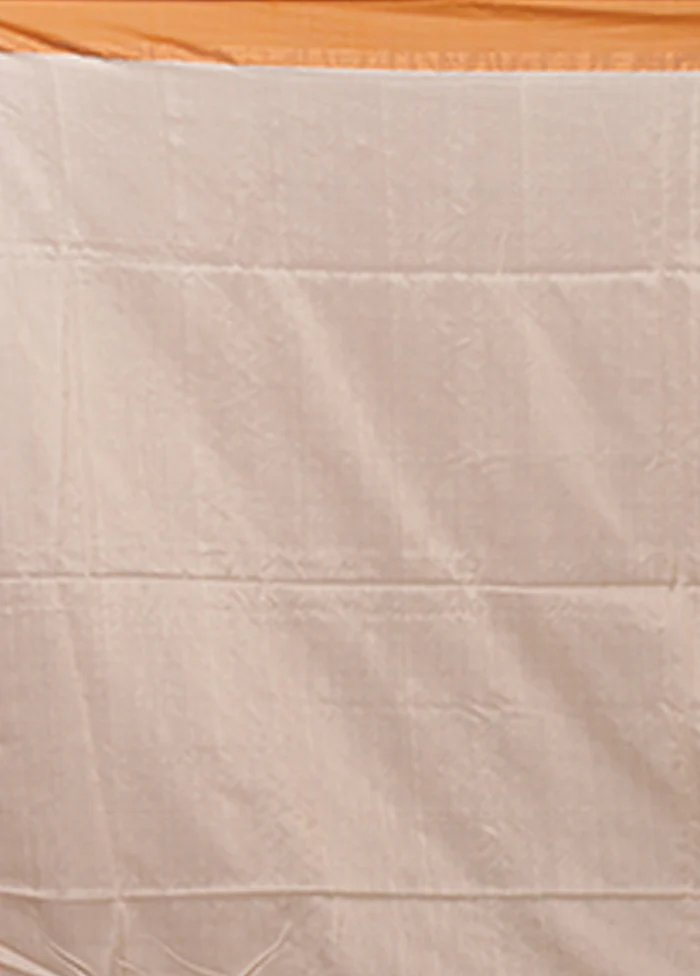 Cream Handloom Matka Silk Saree With Blouse Piece - Image 5