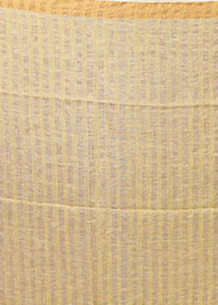 Cream Handloom Matka Pure Silk Saree With Blouse Piece - Image 5