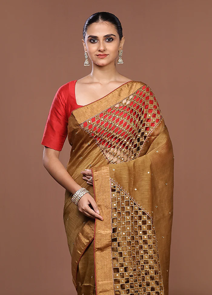 Cream Handloom Matka Pure Silk Saree With Blouse Piece