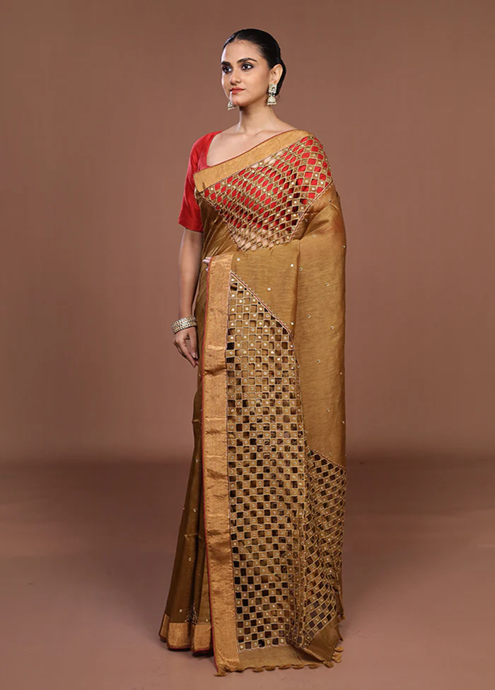 Cream Handloom Matka Pure Silk Saree With Blouse Piece - Image 4