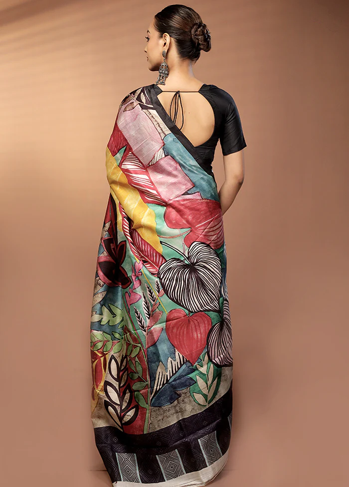 Grey Handloom Printed Pure Silk Saree Without Blouse Piece - Image 3