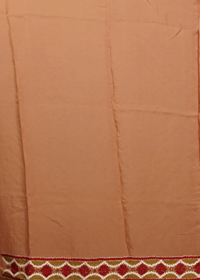 Cream Handloom Pure Georgette Saree With Blouse Piece - Image 5