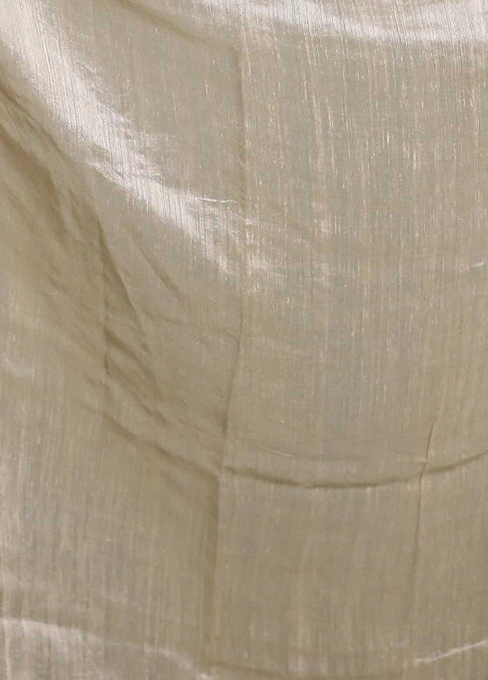Cream Handloom Pure Organza Saree With Blouse Piece - Image 5