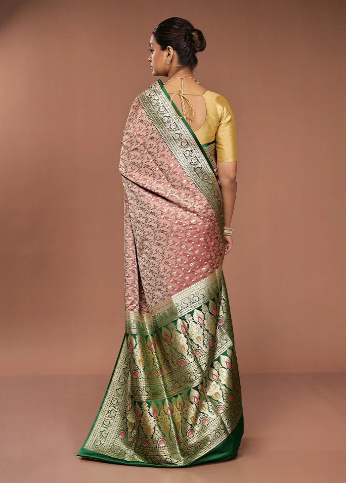 Cream Handloom Tanchoi Pure Silk Saree With Blouse Piece - Image 3