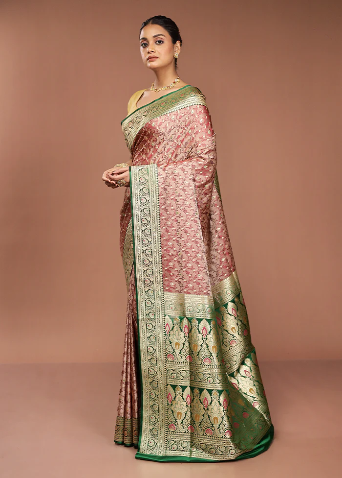 Cream Handloom Tanchoi Pure Silk Saree With Blouse Piece - Image 4