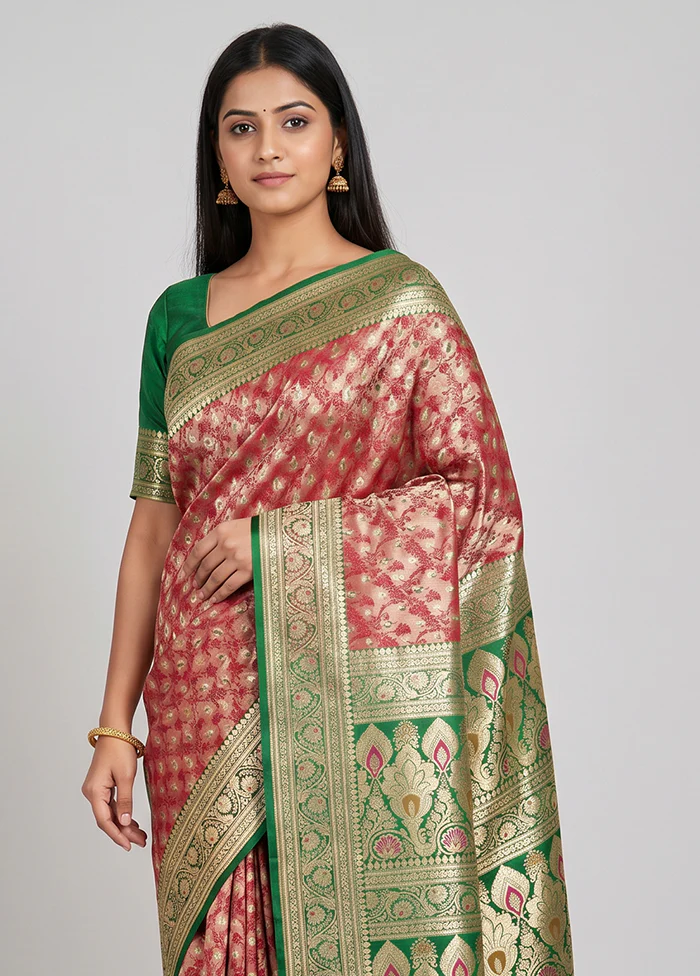 Cream Handloom Tanchoi Pure Silk Saree With Blouse Piece - Image 2