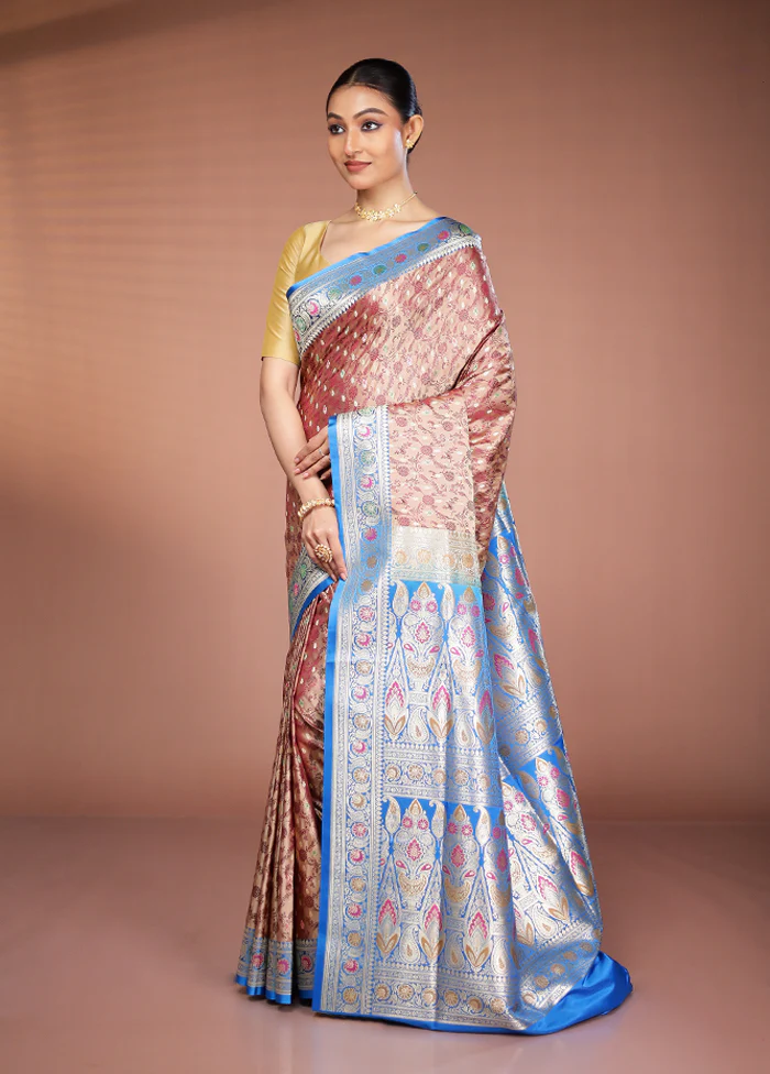 Cream Handloom Tanchoi Pure Silk Saree With Blouse Piece - Image 4