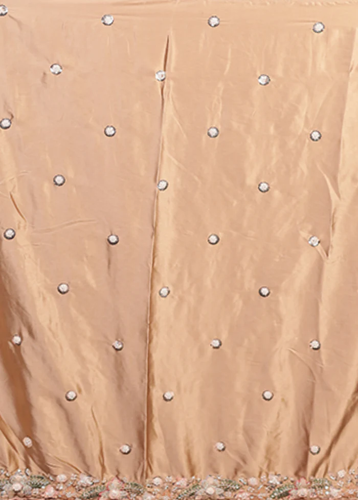 Cream Handloom Tissue Pure Silk Saree With Blouse Piece - Image 5