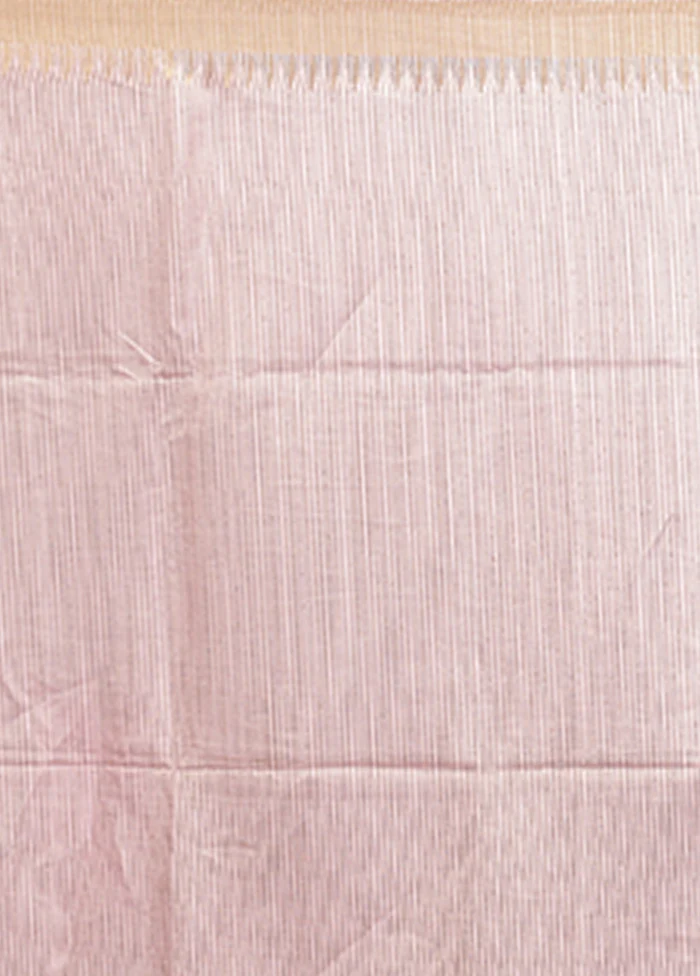 Cream Handloom Tussar Pure Silk Saree With Blouse Piece - Image 5
