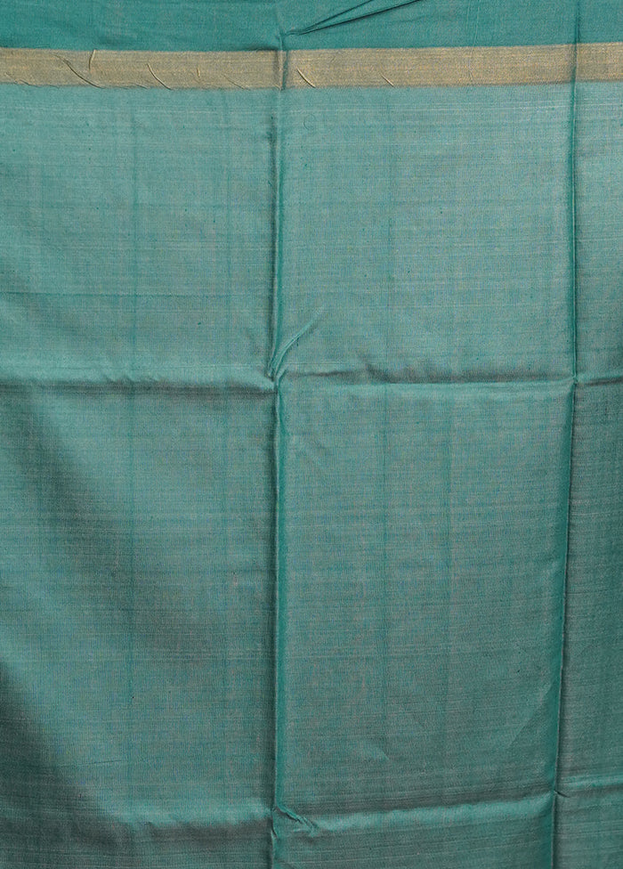Cream Handloom Tussar Pure Silk Saree With Blouse Piece - Image 5