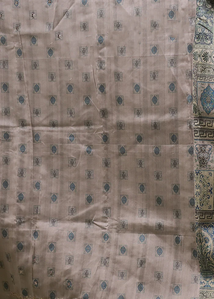 Cream Handloom Tussar Pure Silk Saree With Blouse Piece - Image 6