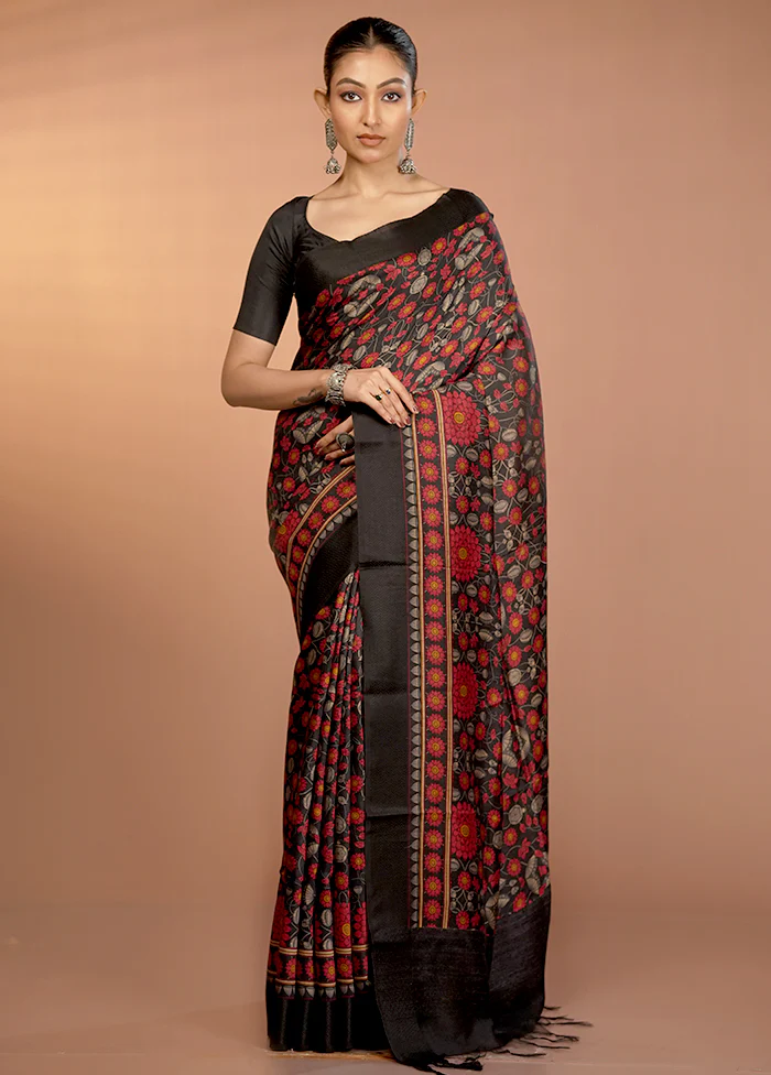 Cream Handloom Tussar Pure Silk Saree With Blouse Piece - Image 2