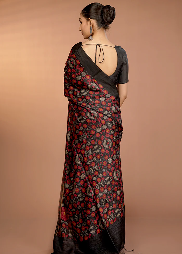 Cream Handloom Tussar Pure Silk Saree With Blouse Piece - Image 3