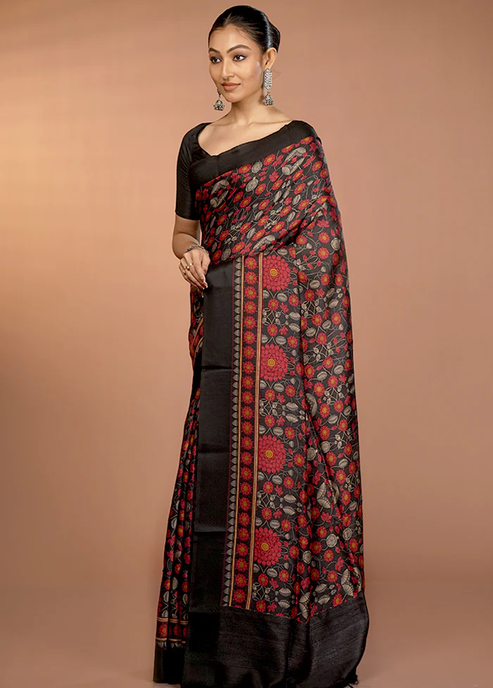 Cream Handloom Tussar Pure Silk Saree With Blouse Piece - Image 4