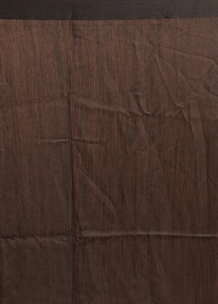 Cream Handloom Tussar Pure Silk Saree With Blouse Piece - Image 5
