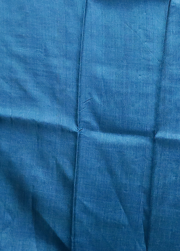 Cream Handloom Tussar Pure Silk Saree With Blouse Piece - Image 5