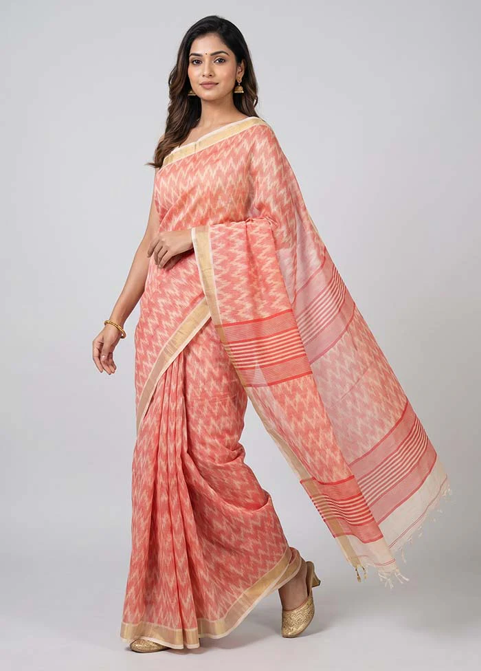 Cream Handloom Tussar Silk Saree With Blouse Piece
