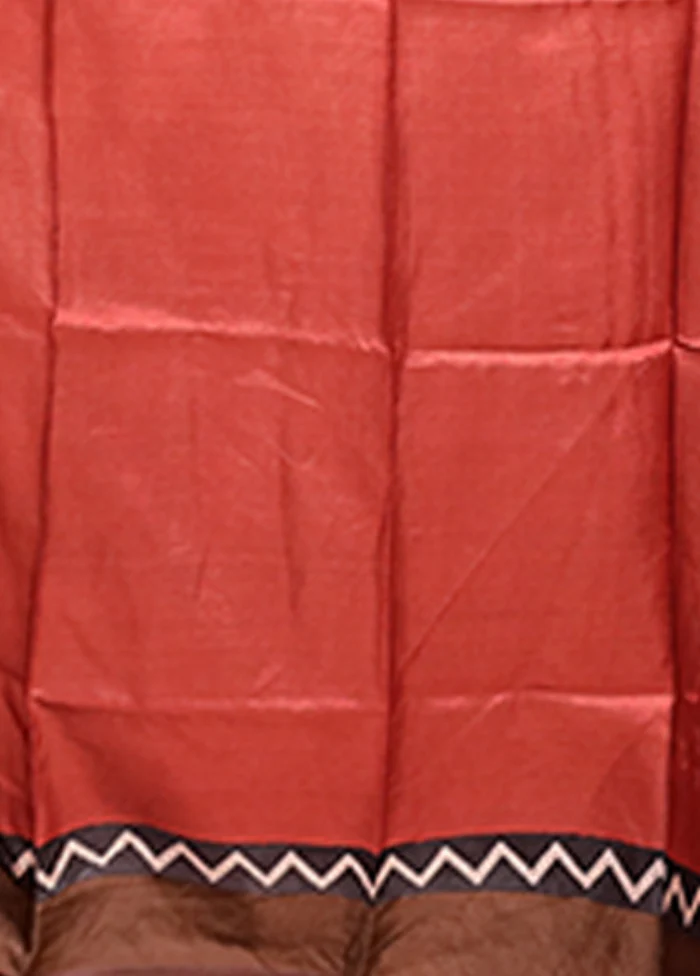 Cream Handloom Tussar Pure Silk Saree With Blouse Piece - Image 5