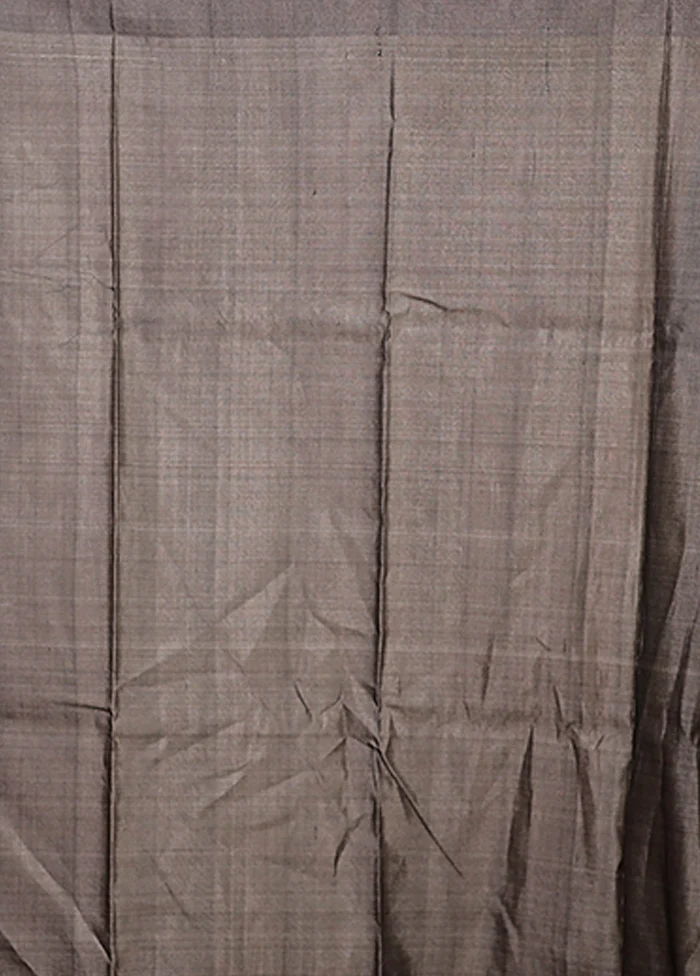 Cream Handloom Tussar Pure Silk Saree With Blouse Piece - Image 5
