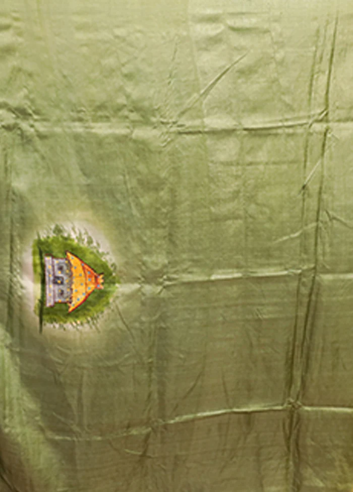 Cream Handloom Tussar Pure Silk Saree With Blouse Piece - Image 5