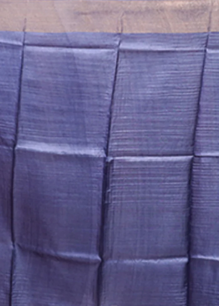 Cream Handloom Tussar Pure Silk Saree With Blouse Piece - Image 5