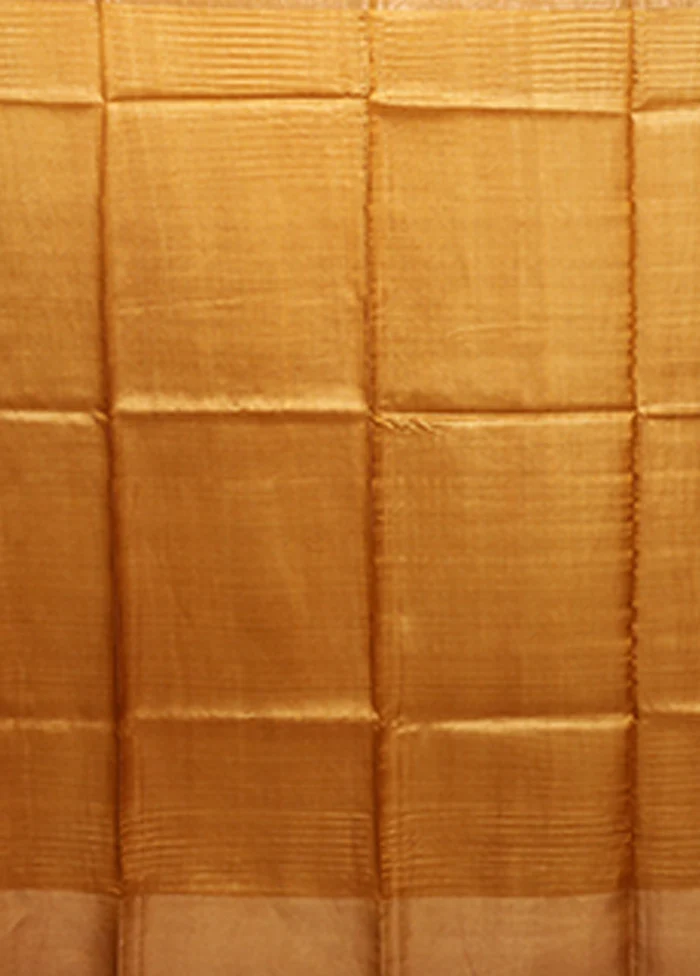 Cream Handloom Tussar Pure Silk Saree With Blouse Piece - Image 5